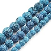 8mm Deep Blue Matte Oxidized Natural Stone Beads Round Loose Beads for Jewelry Making Yochus DIY Beads Bracelet Necklace