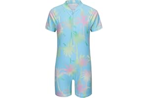 AISYEE Girls One Piece Rash Guard Swimsuits for Kids UPF 50+ Sun Protection Short Sleeve Swim Shirt