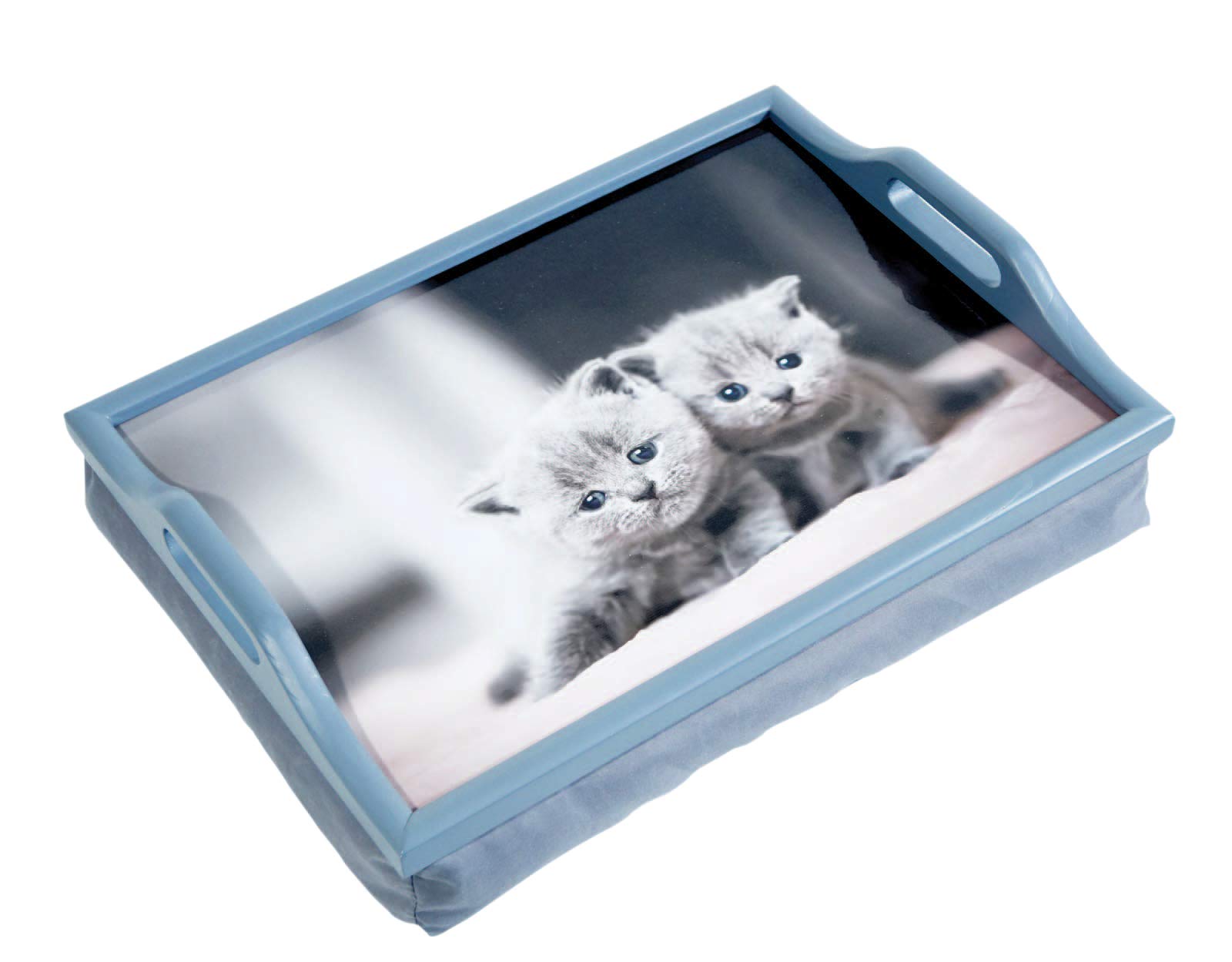 Aidapt Wooden Lap Tray with Handles and Cushion Kittens Design Handles on Side for Great Stability Lightweight Fully Portable, Use in any Room Easy Clean Tray Eat, Read, Work on your Lap Top