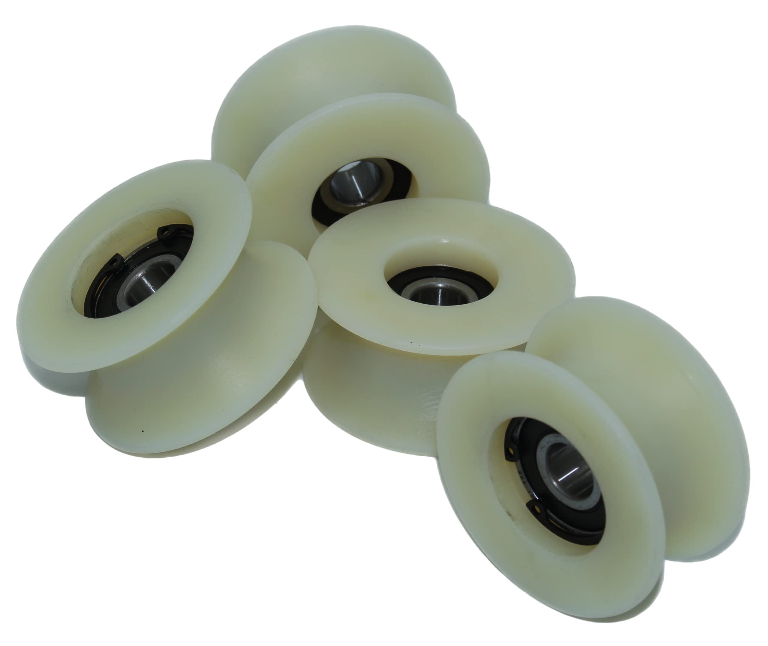 Pack of 4 x 60 mm Diameter Machined Nylon Pulley Wheels Various Groove Sizes Made in the EU (25 mm Groove)