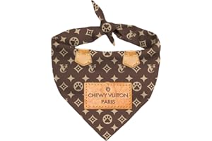 MILLIONAIRE MUTT Dog Bandana Chewy Vuiton Designer Fashion Clothes Scarf Kerchief for Small Medium and Large Dogs. Funny Parody Gift for Girl or boy Dog Soft Durable Fabric, Adjustable tie-on Style Triangle