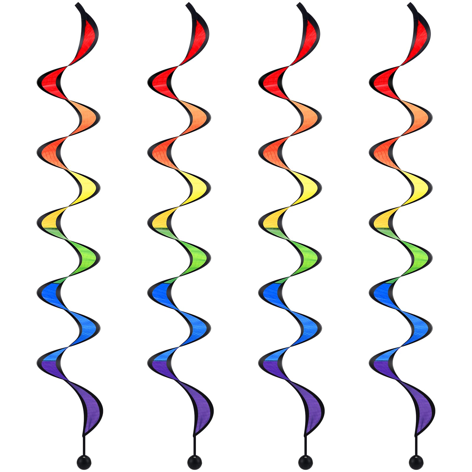 Photo 1 of Gejoy 4 Pieces Rainbow Wind Spinner Outdoor Hanging Wind Socks Colorful Windsock Streamers for Outside Yard and Garden, Decor Windmill to Scare Birds Away(27 Inch)
