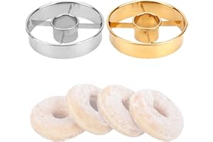 2pcs Professional Donut Cutter with Central Hole, 9.8cm/3.9in Stainless Steel Doughnut Mold Tool for Perfect Donuts Bagels Co