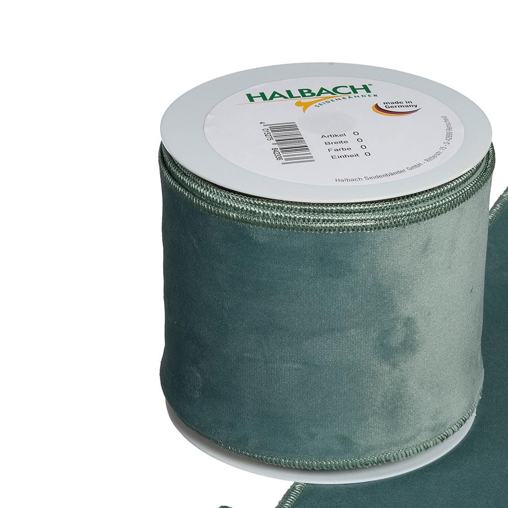 FloristryWarehouse Sage Green Velvet Fabric Ribbon 100mm (4") Wide on 8m roll Wired Edge