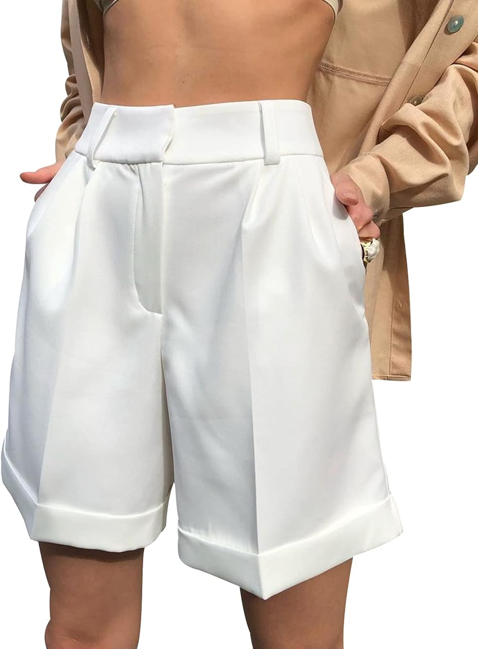 OADOBKICE Womens Shorts Anti Chafing Shorts Knee Length Shorts Anti