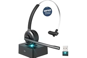 XAPROO Wireless Headset for Work, Wireless Computer Headset with USB Dongle for PC, PC Headset with Micophone & Charging Base for Home Office Call Center Zoom Skype