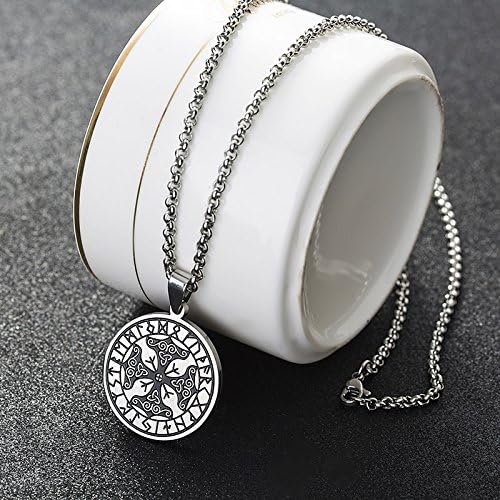 HANDMADE JEWELLERY - Stainless Steel Viking Protection Runes Talisman Pendant Necklace (metallic)