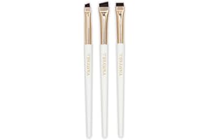 BRAWNA Eyebrow Brush Set - 3 Pcs Angled Precision Eyeliner Makeup Brushes - Brow & Lip Mapping - Concealer Flat Brush - Powder, Cream, Pomade, Paste