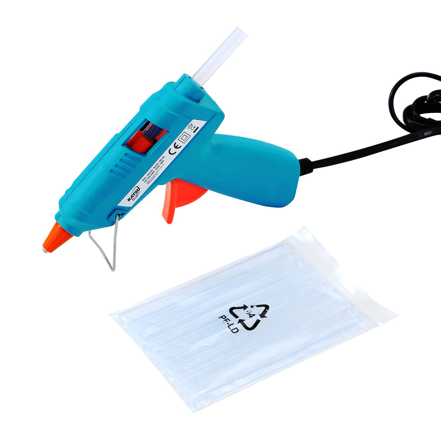 KATSU Tools 20W Electric Hot Glue Gun with 12 Glue Sticks