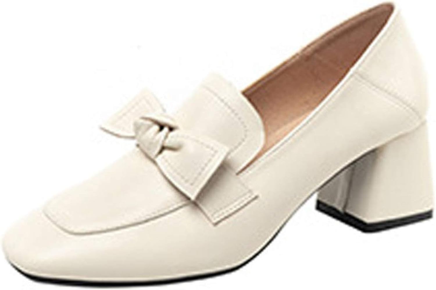 Womens Square Toe Bow Knot Uniform Dress Shoes Stylish Office Work