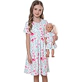 Bow Dream Toddler Girls Casual Dress for Girls Short Sleeve Cute Cartoon Kids Dress Party Birthday Flamingo