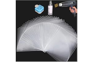 AOUKAR Shrink Wrap Bags - 200 Pcs 5x5 Inch Clear PVC Heat Shrink Bands for Packagaing Soap, Bath Bombs, Candles, Easter Gifts, Jars and Homemade DIY Projects