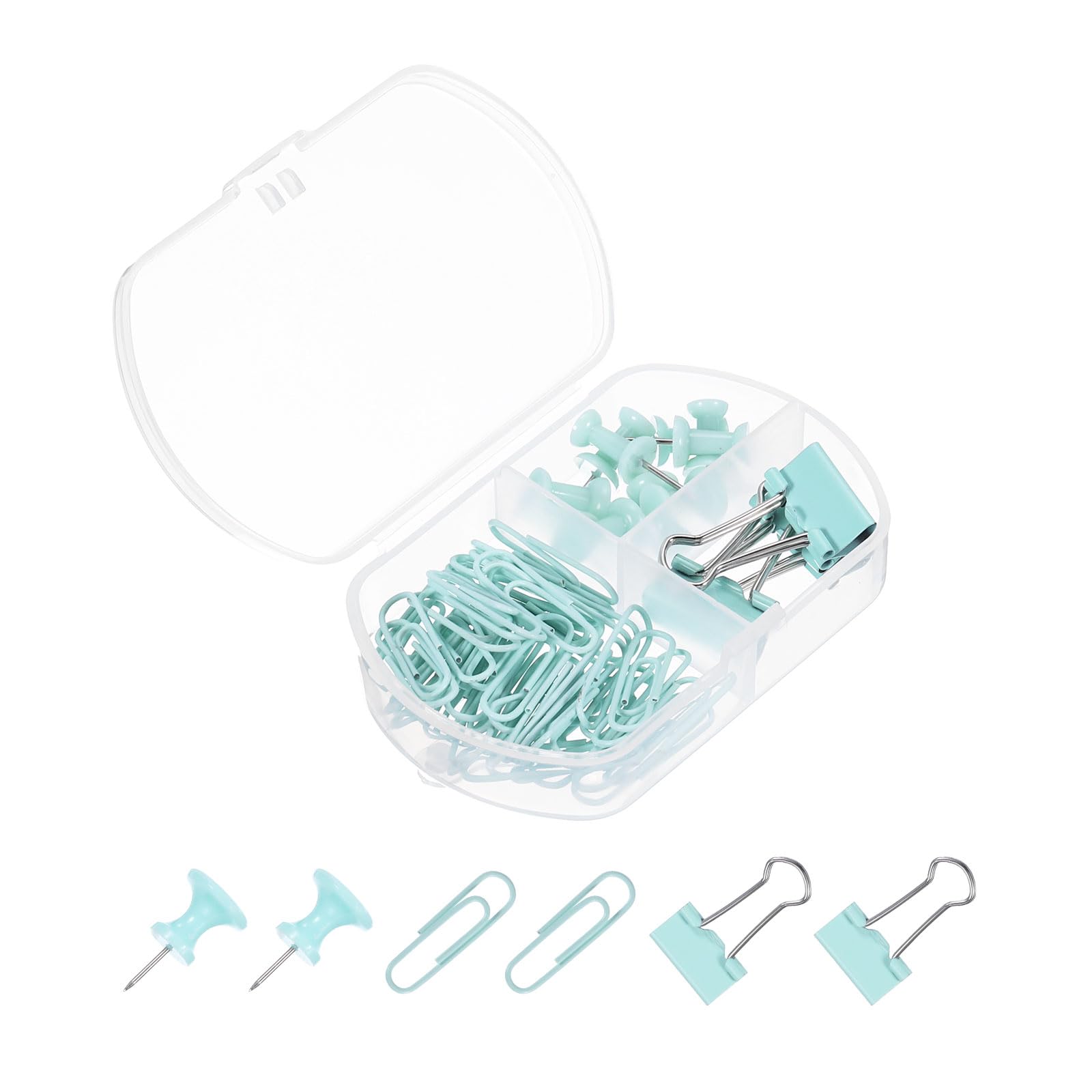 PATIKIL Metal Binder Clips Set, Small Durable Push Pins and Clips Office Supplies for Assorted File Documents Desktop Decor Outdoor Hanging, Green