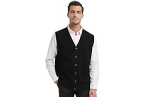 TopTie Mens Sweater Vest Solid Knitted Lightweight Thermal Cardigan