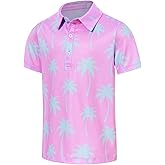 RAISEVERN Boys Polo Shirt Hawaiian Golf Collared Performance Tops Kids Short Sleeve 5-14 Years