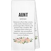 XBBMGG Aunt Gifts Kitchen Towels, Aunt Gifts from Niece Nephew Dish Hand Tea Towels, New Auntie Gifts for Mothers Day, Auntie Definition Decorative Towel for Bathroom Kitchen, 16x24 Inch