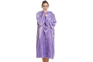 Aemilas Long Wearable Blanket Hoodie-Soft Lightweight Flannel Hooded Blanket Sweatshirt as Mothers Day Gifts,Violet Purple