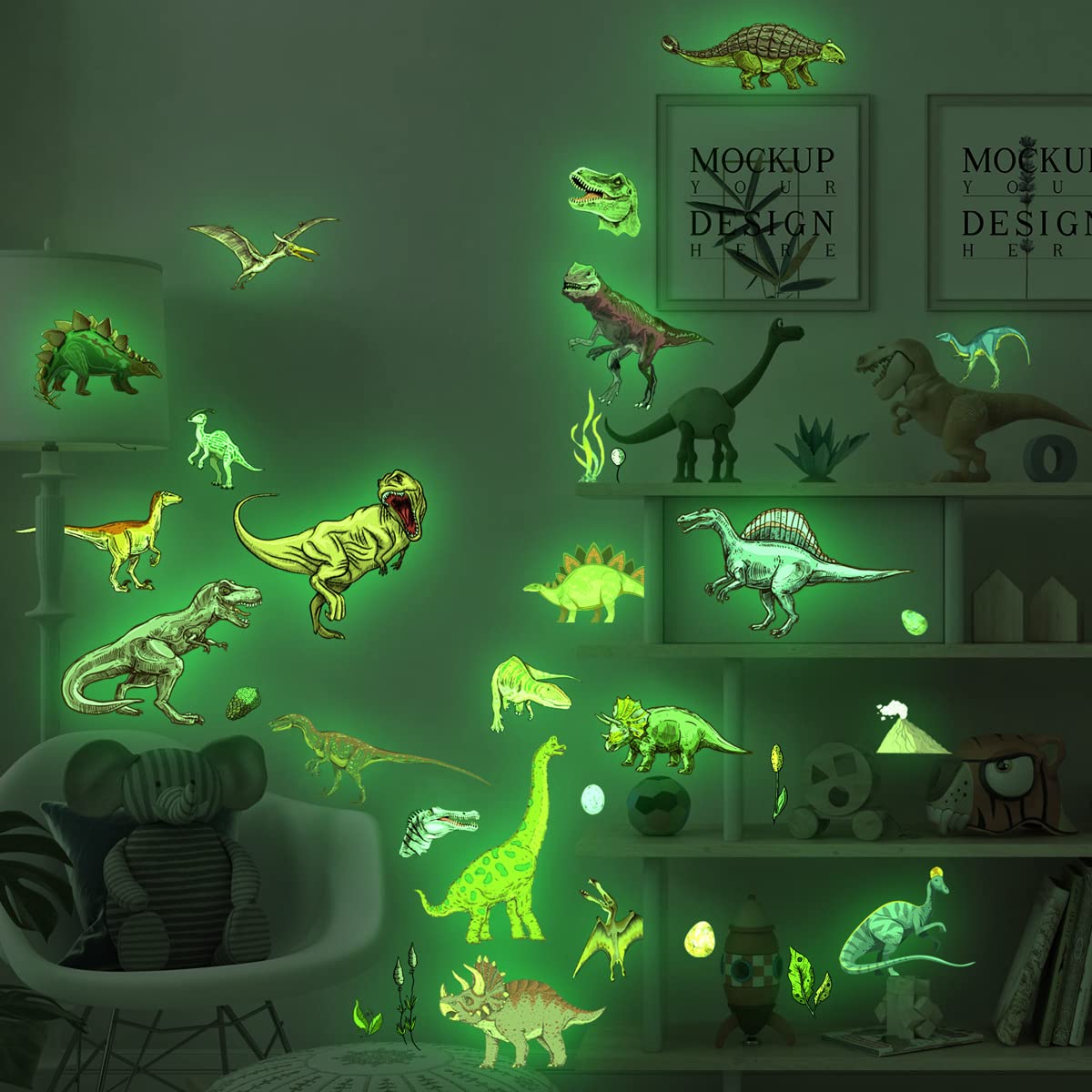 Dinosaur Luminous Sticker,Glow in The Dark Wall Decal,Baby Room Dinosaur Wall Decor, Dinosaurs Decal,Animal Luminous Stickers for Boys Kids Girls Children’s Room Bedroom Nursery Decor