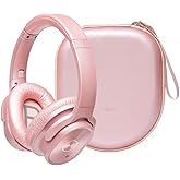 ZIHNIC Active Noise Cancelling Headphones, 40H Playtime Wireless Bluetooth Headset with Deep Bass Hi-Fi Stereo Sound,Comfortable Earpads for Travel/Home/Office (Rose Gold)