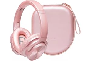 ZIHNIC Active Noise Cancelling Headphones, 40H Playtime Wireless Bluetooth Headset with Deep Bass Hi-Fi Stereo Sound,Comfortable Earpads for Travel/Home/Office (Rose Gold)