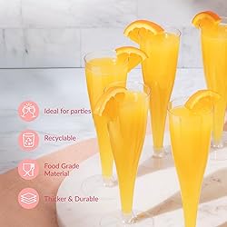 Prestee 100 Pack Clear Plastic Champagne Flutes