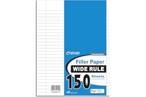 Top Flight Filler Paper, 10.5 x 8 Inches, Wide Rule, 150 Sheets (12119)