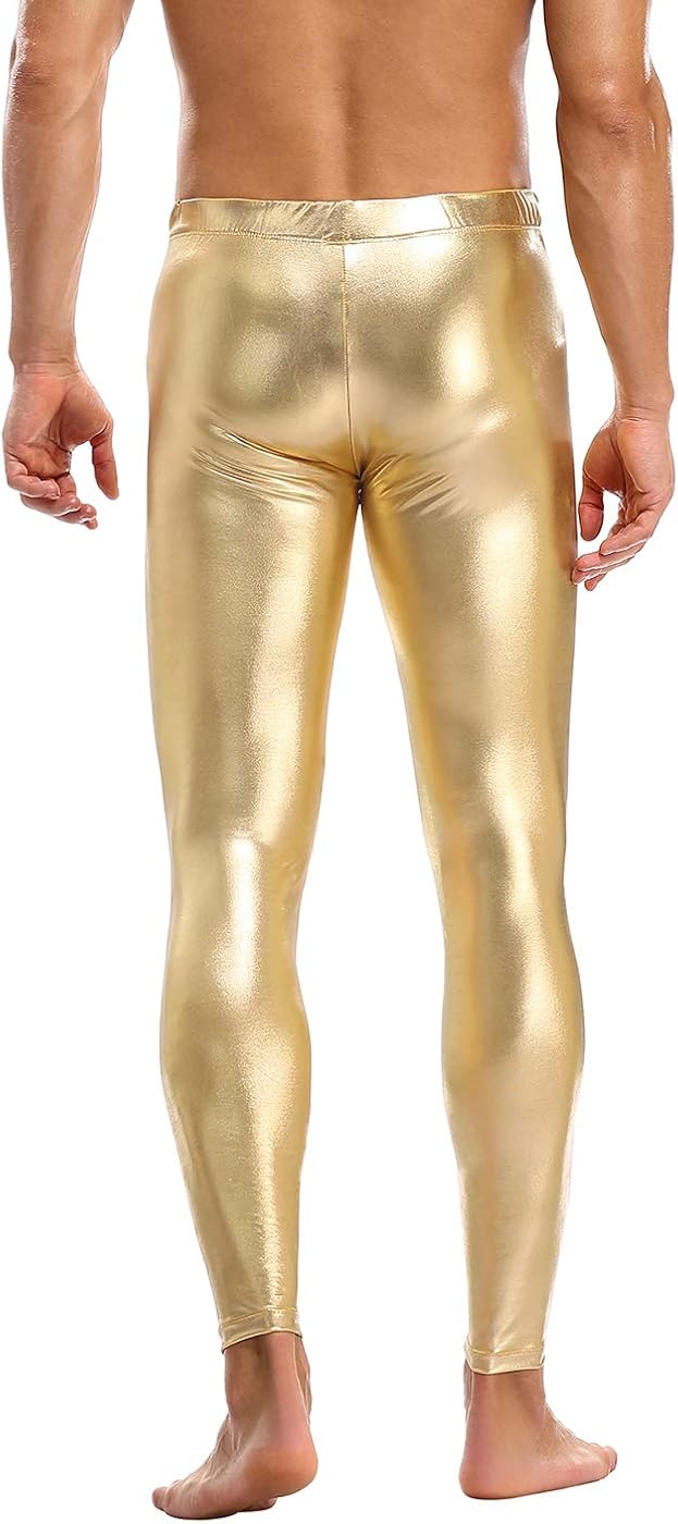 HDE Mens Holographic Meggings; Leggings for Halloween Costume, Disco, Festival: Clothing