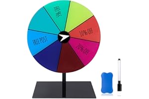 ABTOLS 8 Inch Spinning Prize Wheel with Dry Erase Marker & Wipe Cloth, Tabletop Spin Wheel for Games, Classroom, Raffle, Carnival, Trade Show, Office, Events – 8 Slots Colorful Design