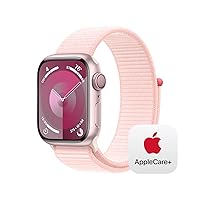 Apple Watch Series 9 [GPS + Cellular 41mm] Smartwatch with Pink Aluminum Case with Pink Sport Loop, Carbon Neutral with AppleCare+ (2 Years)