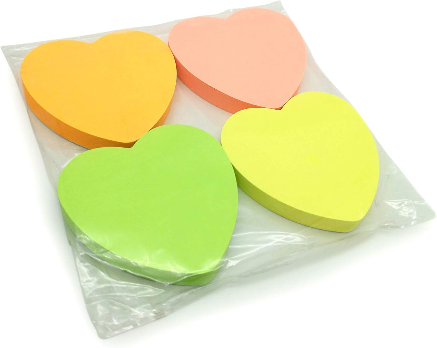 400 Heart Shaped Sticky Notes, Bright Colours (76x76mm) Set of 4 Pads (100 Sheets Each), Colourful Adhesive Memo Pads, Yellow - Image 5