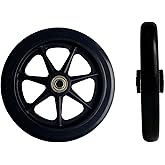6" Black Walker Replacement Wheels, Hard Rubber, Fits Rollator | 2-Pack, Non-Marking Tread, Fits Wheelchairs Too, All-Floor Safe, Easy 5-Min Installation