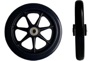 2Pcs 6 Inch Black Wheels for Walker - Universal Hard Rubber Walker Wheels Replacement, Fit Drive Rollator & Wheelchair Wheel,