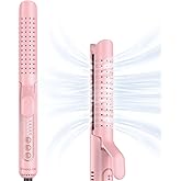 Airflow Styler Curling Iron, Hair Straightener and Curler 2 in 1 with 360°Cooling Vents Dual Voltage Adjustable Temp, Rose Pink