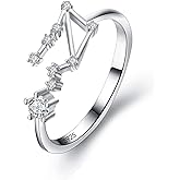 BriLove 925 Sterling Silver CZ Statement Ring Horoscope Zodiac 12 Constellation Astrology Adjustable Rings for Mom Women Mothers Day/Valentines Day/Birthday/Christmas/Anniversary