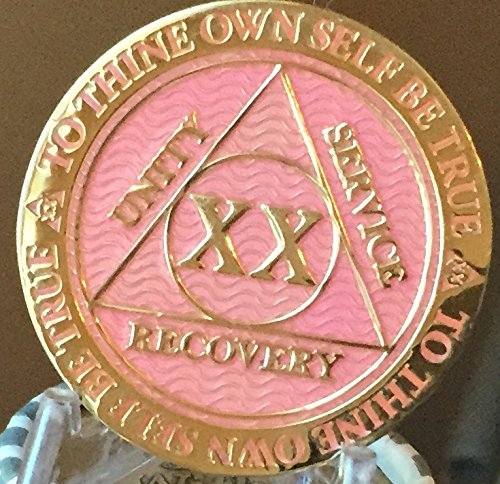 Recoverychip 20 Year AA Medallion Reflex Pink Gold Plated Chip