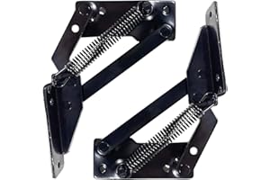 YIDELAI - Spring Hinge (2 Pair) 90 Degree Folding Lifting Bracket, Sofa Bed Hinge, Suitable for Cabinet Doors, Furniture Storage Boxes (black2)
