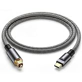 USB-C to Toslink Optical Audio Cable 3.3 ft, Unidirectional Type-C to SPDIF | gold-plated connectors and nylon braided construction,suitable for computer/laptop/mobile phone/sound card/speaker