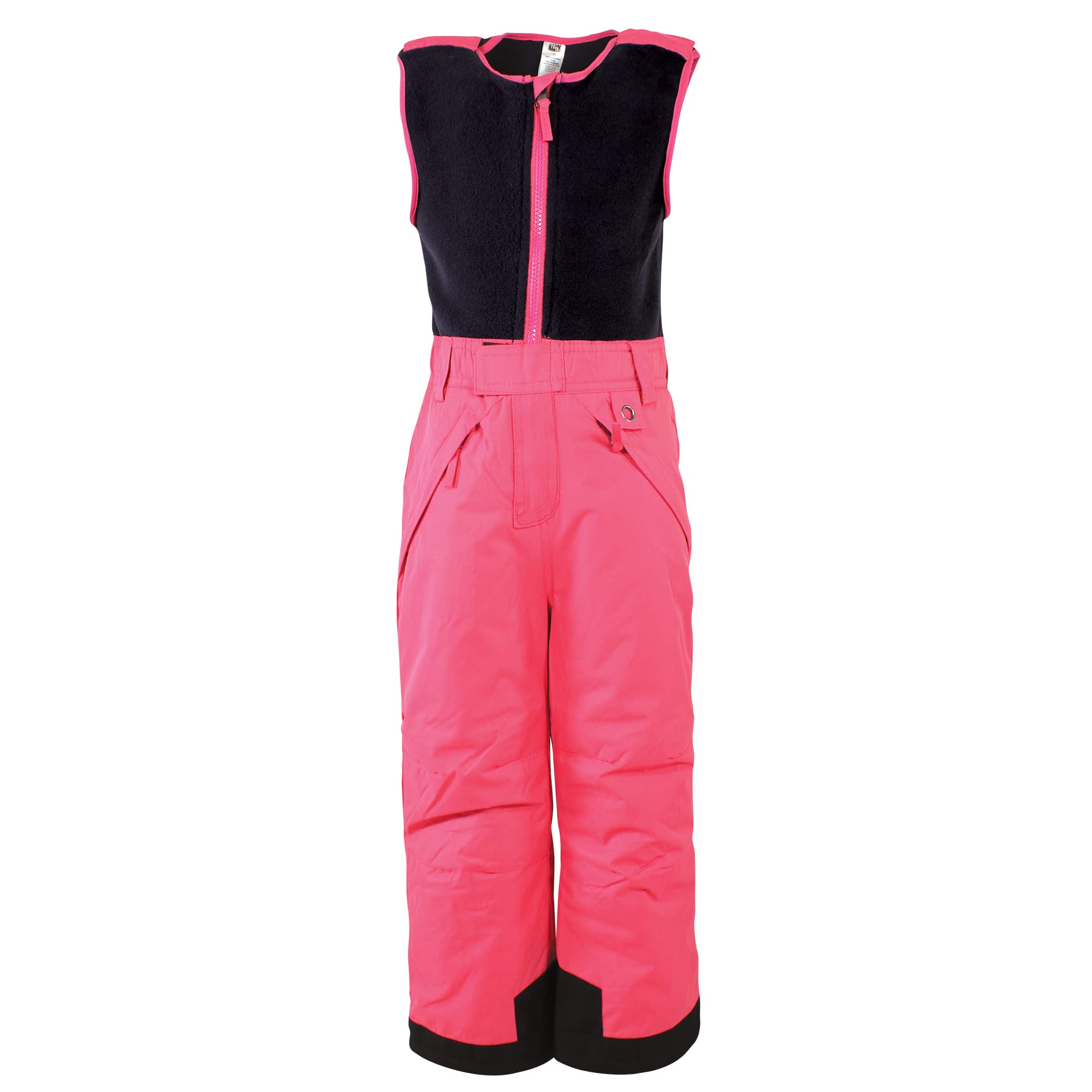 Hudson Baby Unisex Snow Bib Overalls with Fleece Top, Fuchsia, 2 Toddler