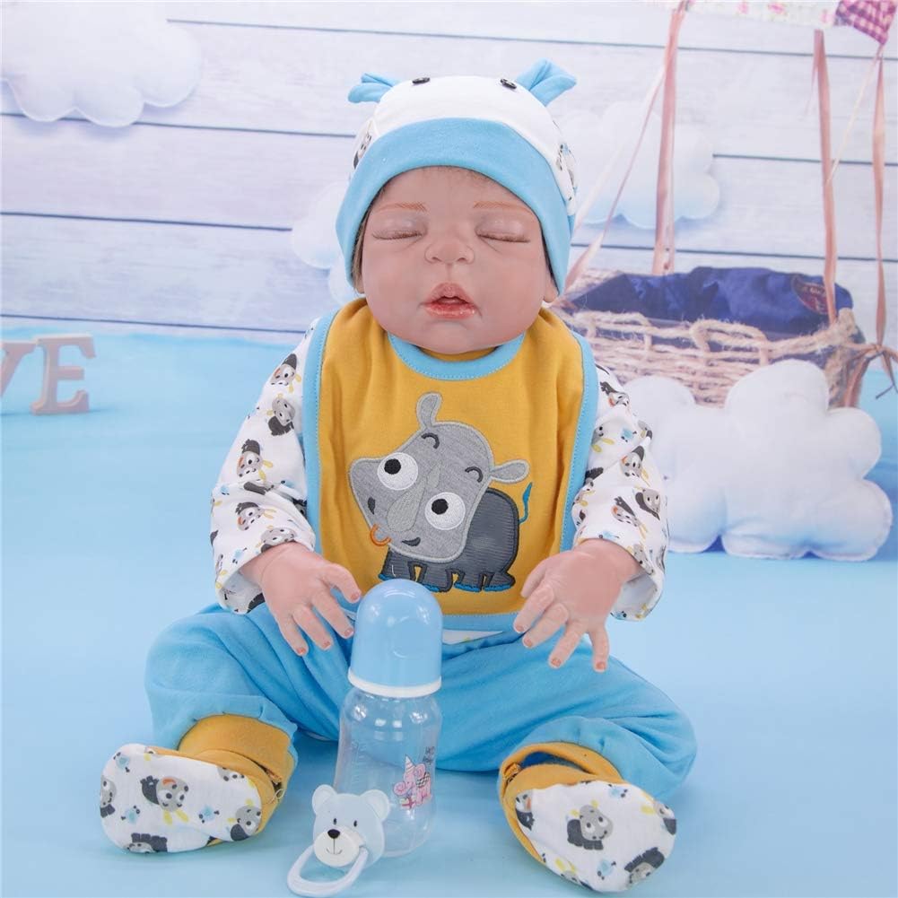 Prezzo 23inch 58 CM bambole reborn baby doll Silicone Vinyl realistica maschio che sembrano vere rinato neonato boy con occhi Chiusi poco prezzo Magnetic giocattoli regali Offerte