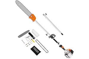 Bavnnro Pole Saw Gas Powered, 48CC 2-Stroke Pole Saws for Tree Trimming with 11.5in Cutting Bar, 16Ft Reach Cordless Pole Chainsaw Tree Trimmer for Tree Trimming and Branch Cutting