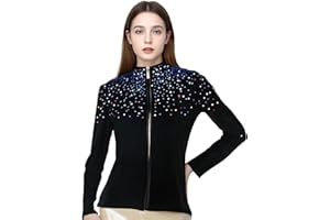 JoyCan Girl's Ice Figure Skating Training Top with Plush Colored Diamonds Skating Training Clothes