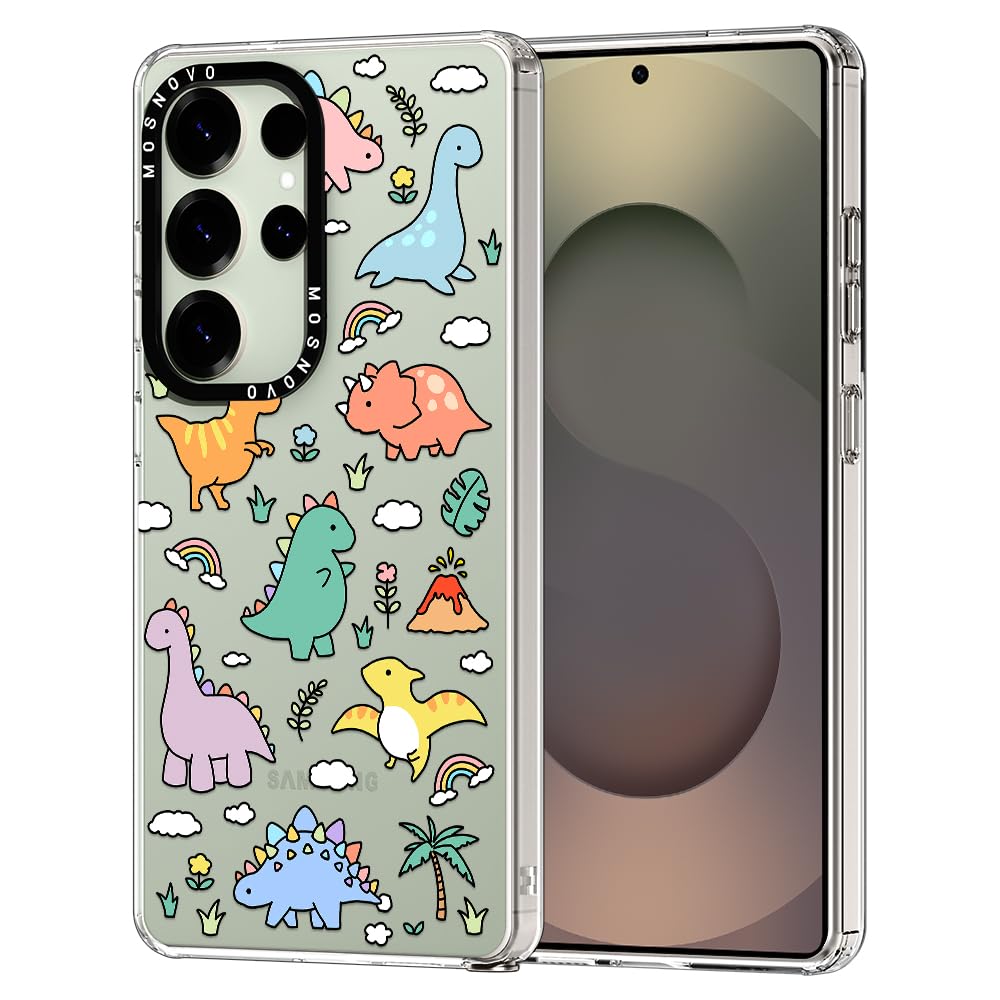 Photo 1 of MOSNOVO Case for Samsung Galaxy S25 Ultra, [Buffertech 6.6ft Military-Grade Drop Protection] [Anti Peel Off Tech] Clear TPU Bumper Phone Case Cover Design - Dinosaur Land