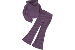 Yoxindax Girls Clothes Solid Color Long Sleeve Hoodie Top + Pants 2PCs Girls' Fall Clothing Sets