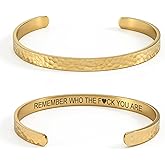 cusurlove Inspirational Bible Verse Cuff Bracelet for Women, 18K Gold Plated Hammered Bangle, Christian Faith Jewelry Gift, Adjustable Non Tarnish