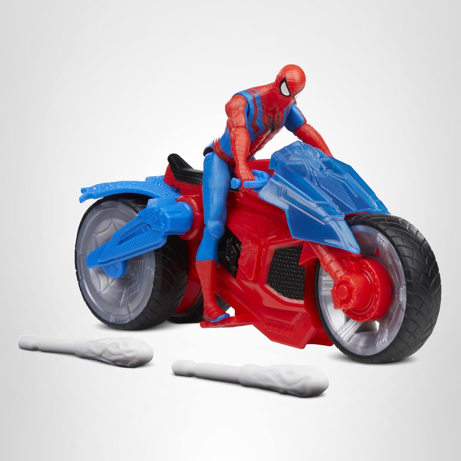 Marvel Spider-Man Web Blast Cycle, 4-Inch Action Figure with Vehicle and 2 Web Projectiles, Kids Playset for Ages 4 and Up
