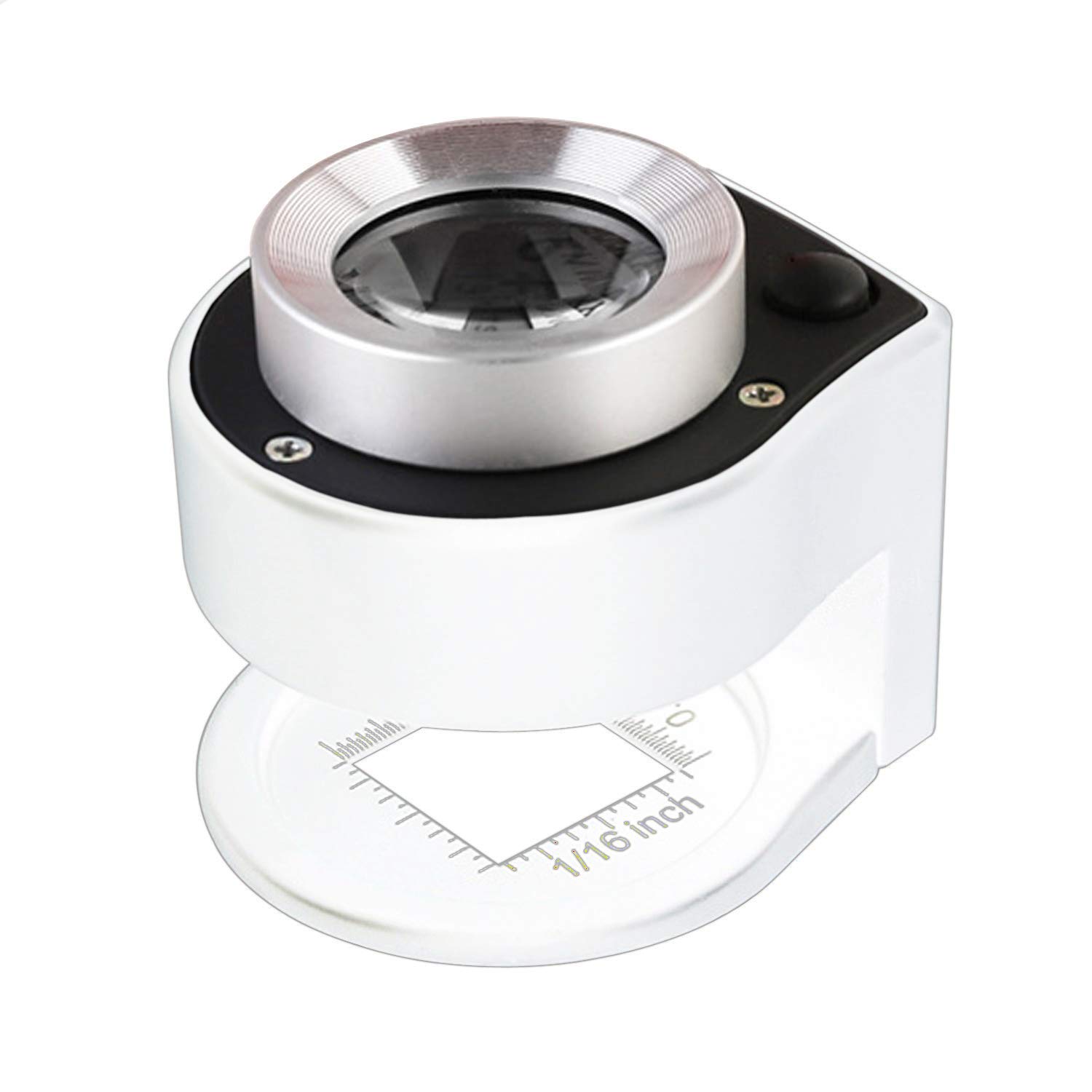 Photo 1 of 30X Loupe Magnifier with 6 Light,Desktop Portable Metal Magnifier Folding Scale Sewing Magnifing Glass for Textile Optical Jewelry Tool Coins Currency (White)