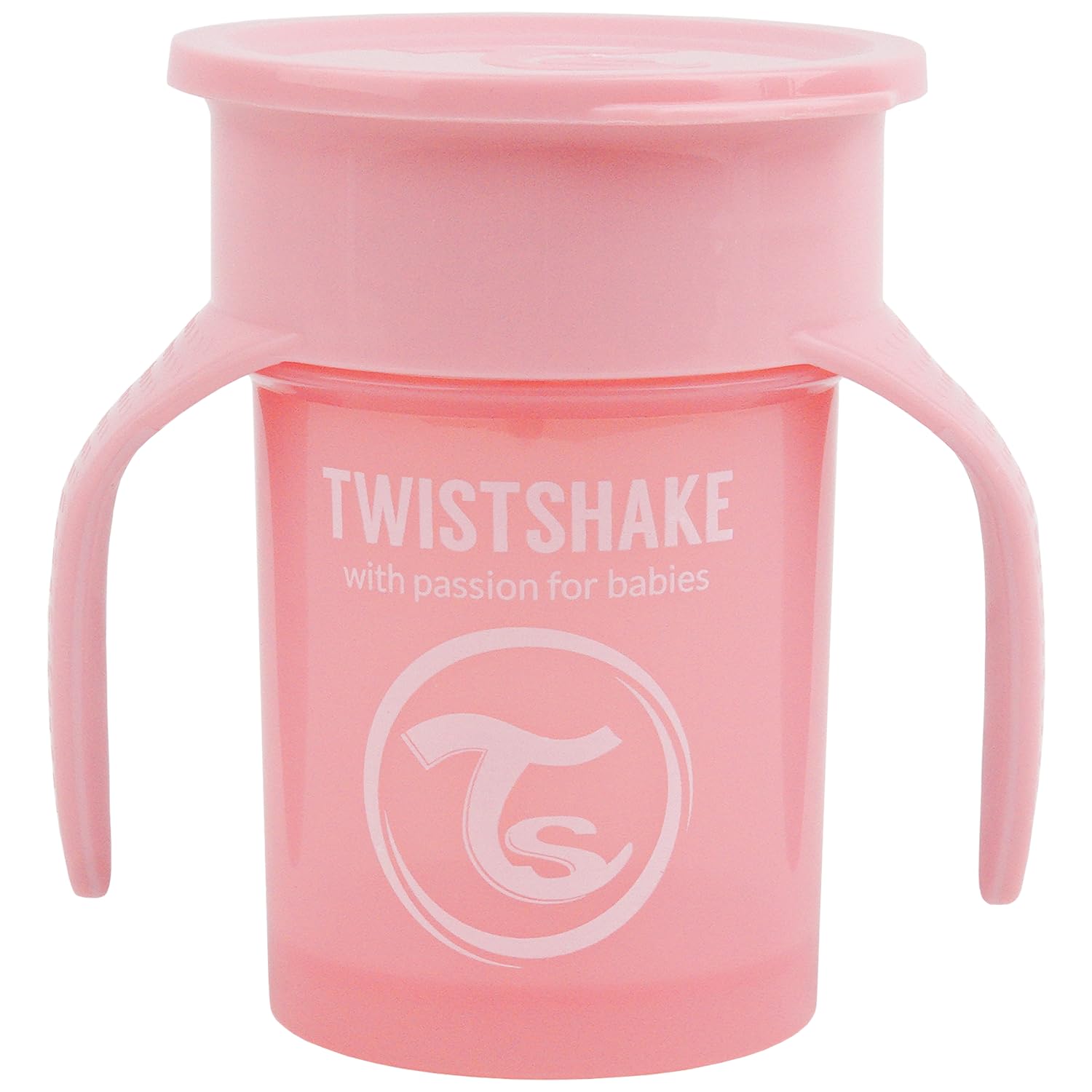 Twistshake 360 Cup | Baby Sippy Cup with 360° Drinking Rim - 230ml | Children's Learning Cup with Handles | Non-Spill Toddler Cups | BPA-Free | Training Sippy Cup for Kids | 6+ Months | Pink