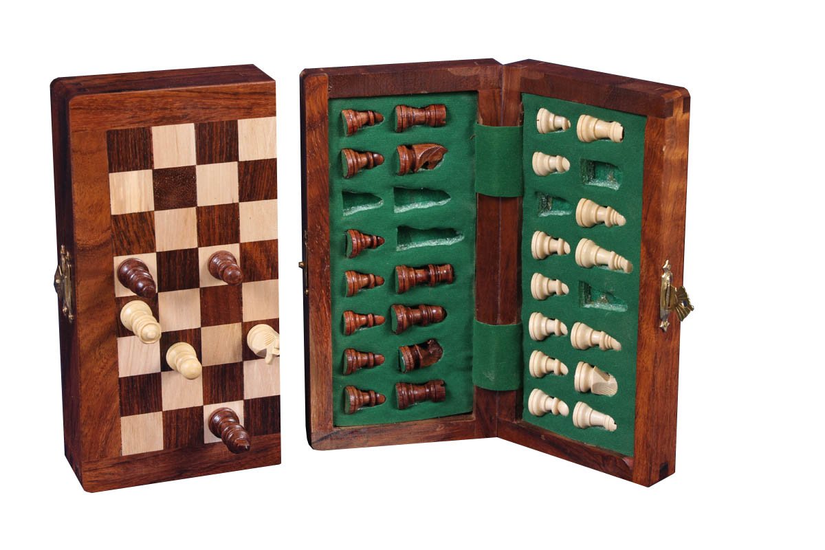 ENGELHART H.O. B.V. 153515 6.35 x 12.5 cm Sheesham Wooden Magnetic Foldable Chess Set