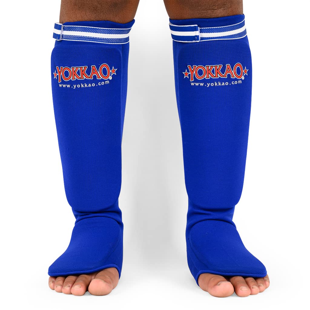 Yokkao Muay Thai Boxing Shin Guards Blue Cotton
