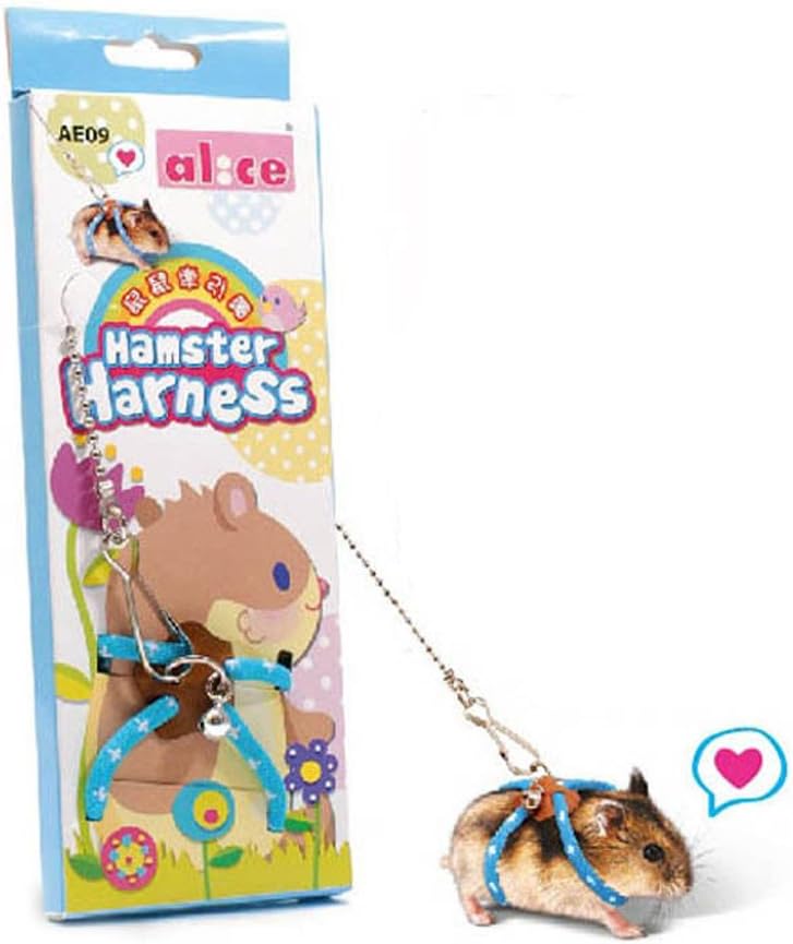 TJW Hamster Harness and Lead, Adjustable Small Animal Walking Vest Harnesses Ideal for Rat, Dwarf Hamster, Chinchilas and Gerbil (Blue)